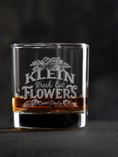 Fresh Cut Flowers Clear Rocks Glass - Engraved (single)