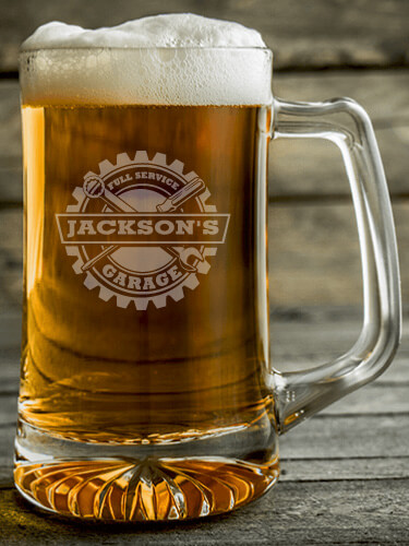 Garage Clear Beer Mug - Engraved