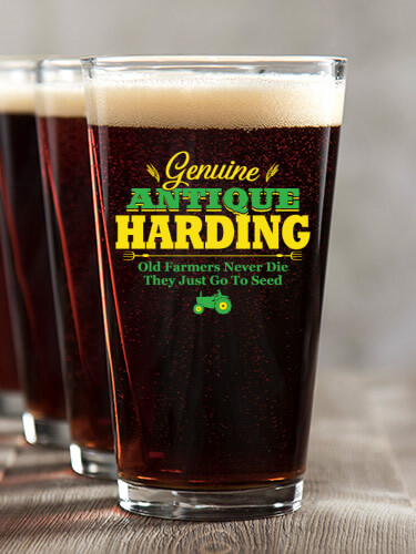 Genuine Antique Farmer Clear Pint Glass - Color Printed (set of 4)