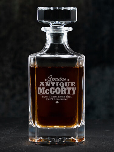 Genuine Irish Antique Clear Whiskey Decanter - Engraved