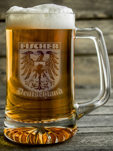 German Eagle Clear Beer Mug - Engraved