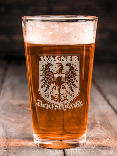 German Eagle Clear Pint Glass - Engraved (single)