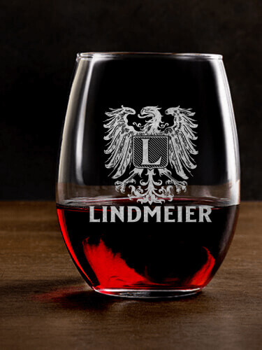German Monogram Clear Stemless Wine Glass - Engraved (single)