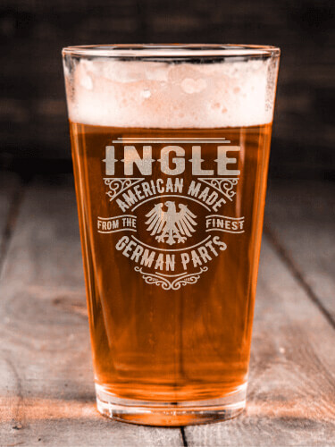 German Parts Clear Pint Glass - Engraved (single)