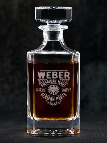 German Parts Clear Whiskey Decanter - Engraved