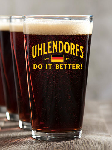 Germans Do It Better Clear Pint Glass - Color Printed (set of 4)