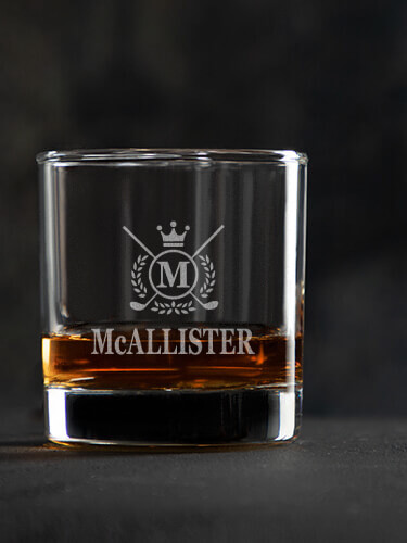 Golf Monogram Clear Rocks Glass - Engraved (single)