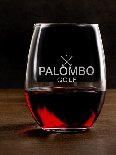 Golf Clear Stemless Wine Glass - Engraved (single)