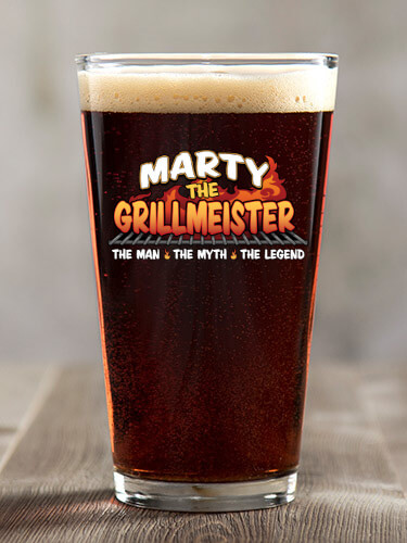 Clear Grillmeister Personalized pint-glass-color 