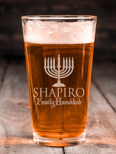 Hanukkah Clear Pint Glass - Engraved (single)
