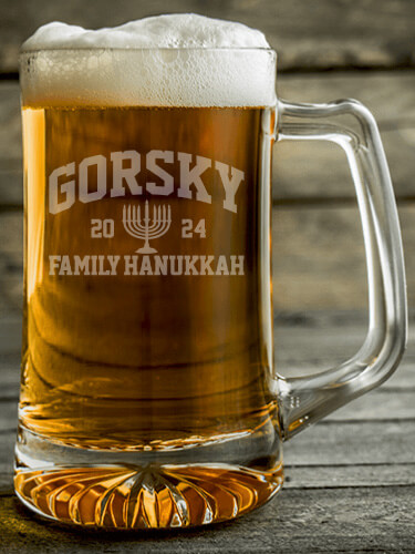 Hanukkah Varsity Clear Beer Mug - Engraved
