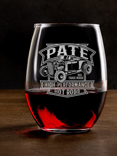 High-Performance Hot Rods Clear Stemless Wine Glass - Engraved (single)