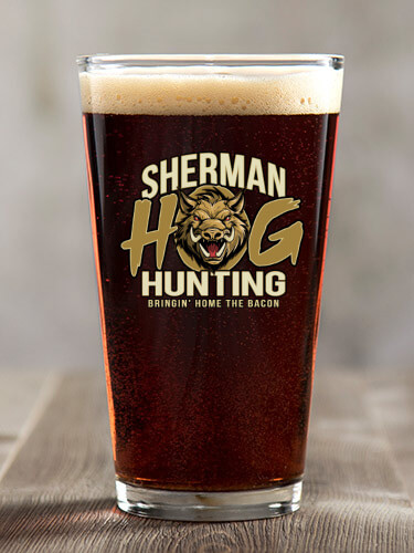 Hog Hunting Clear Pint Glass - Color Printed (single)