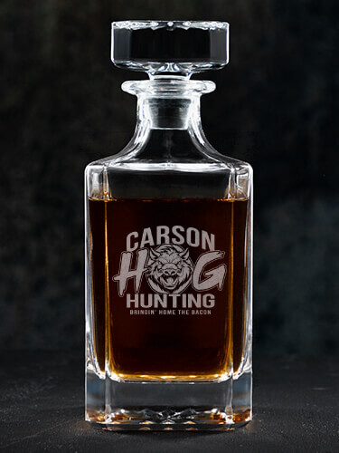 Hog Hunting Clear Whiskey Decanter - Engraved