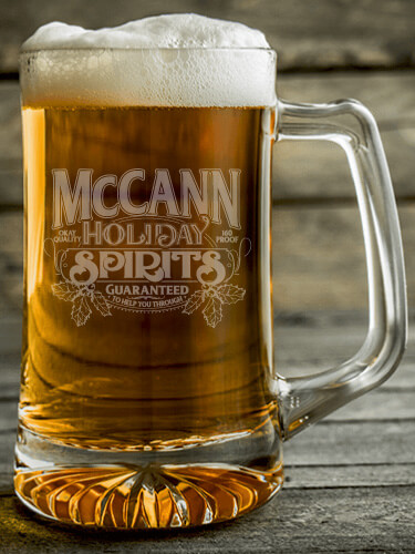 Holiday Spirits Clear Beer Mug - Engraved