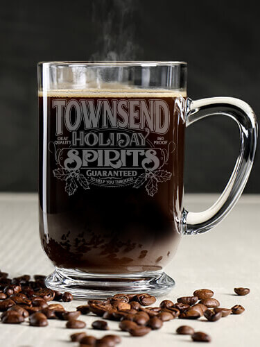Holiday Spirits Clear Coffee Mug - Engraved (single)