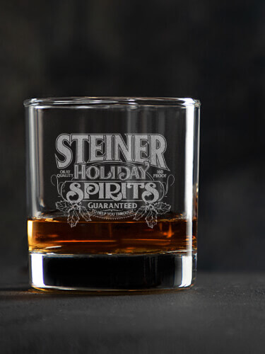 Holiday Spirits Clear Rocks Glass - Engraved (single)