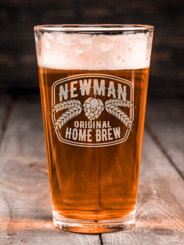 Home Brew Clear Pint Glass - Engraved (single)