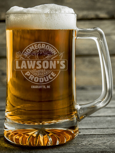 Homegrown Produce Clear Beer Mug - Engraved