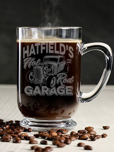 Hot Rod Garage BP Clear Coffee Mug - Engraved (single)