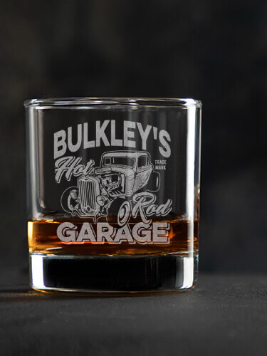 Hot Rod Garage Clear Rocks Glass - Engraved (single)