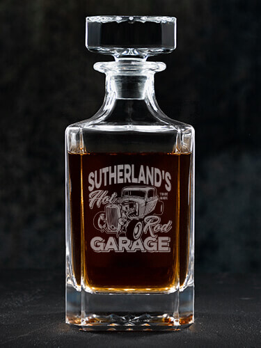 Hot Rod Garage Clear Whiskey Decanter - Engraved