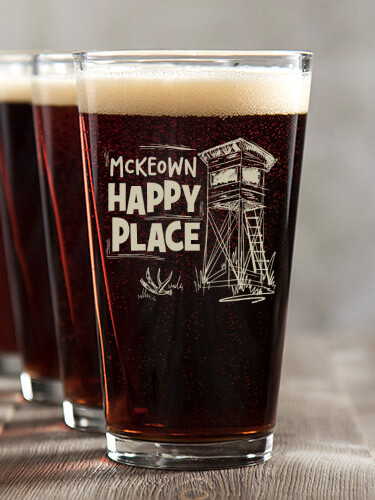Hunting Happy Place Clear Pint Glass - Color Printed (set of 4)