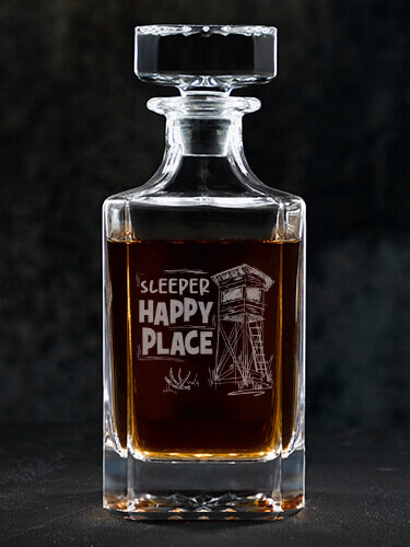 Hunting Happy Place Clear Whiskey Decanter - Engraved