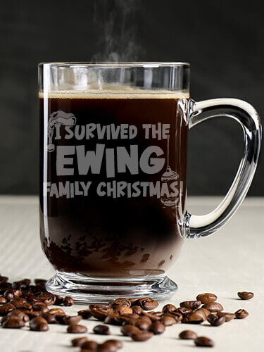 I Survived Christmas Clear Coffee Mug - Engraved (single)