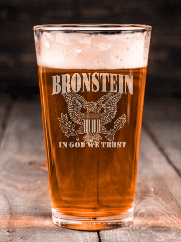 In God We Trust Clear Pint Glass - Engraved (single)