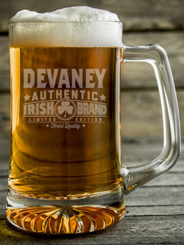 Irish Brand Clear Beer Mug - Engraved