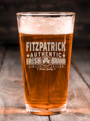 Irish Brand Clear Pint Glass - Engraved (single)