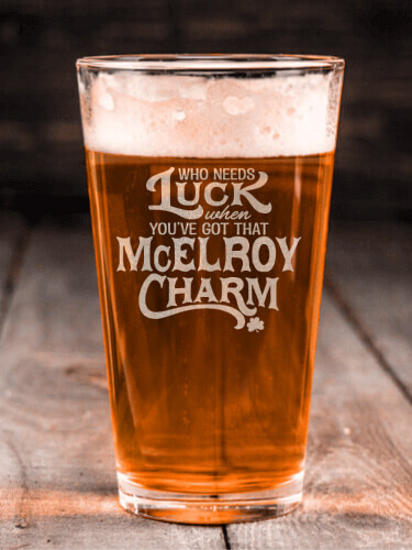 Irish Charm Clear Pint Glass - Engraved (single)