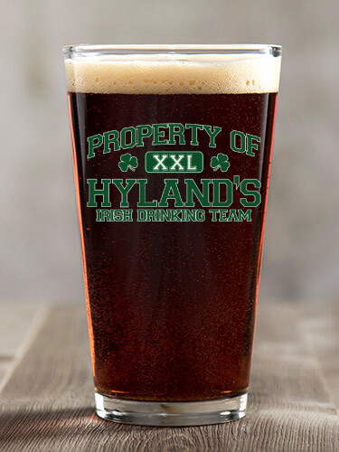 Irish Drinking Team Clear Pint Glass - Color Printed (single)