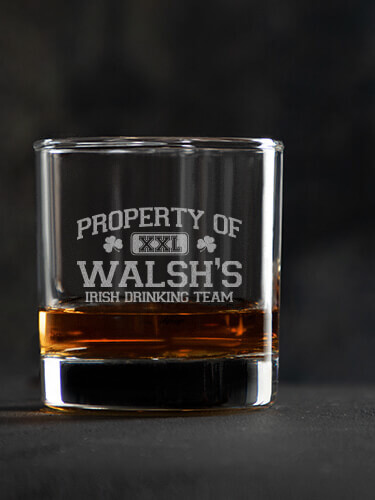 Irish Drinking Team Clear Rocks Glass - Engraved (single)