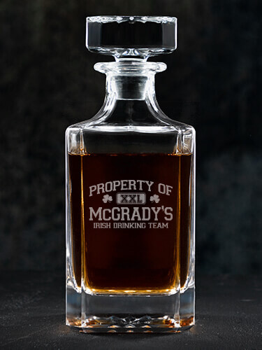 Irish Drinking Team Clear Whiskey Decanter - Engraved