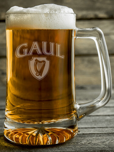 Irish Harp Clear Beer Mug - Engraved