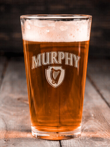 Irish Harp Clear Pint Glass - Engraved (single)