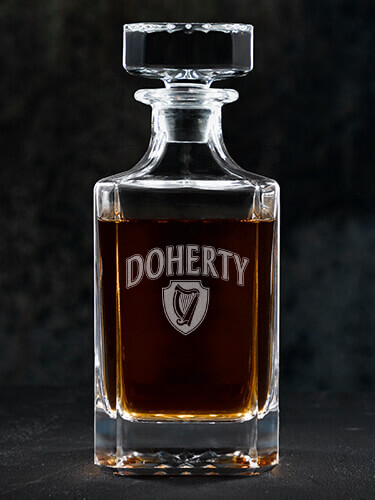 Irish Harp Clear Whiskey Decanter - Engraved