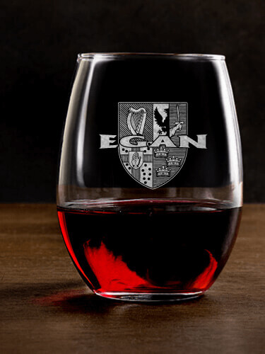 Irish Provinces Clear Stemless Wine Glass - Engraved (single)