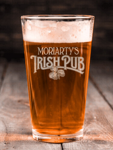 Irish Pub Clear Pint Glass - Engraved (single)