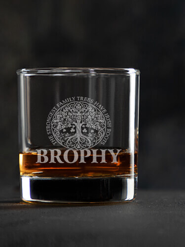 Irish Roots Clear Rocks Glass - Engraved (single)