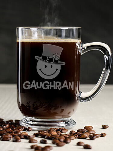 Irish Smiley Clear Coffee Mug - Engraved (single)