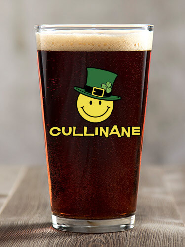 Irish Smiley Clear Pint Glass - Color Printed (single)