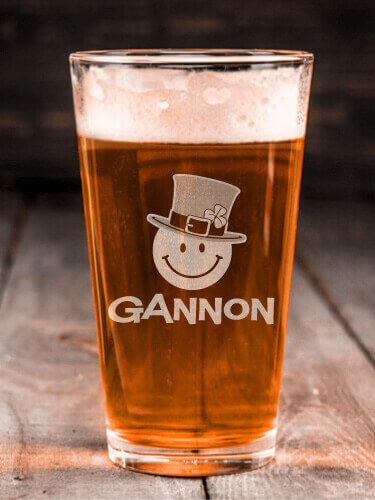 Irish Smiley Clear Pint Glass - Engraved (single)