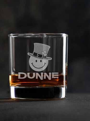 Irish Smiley Clear Rocks Glass - Engraved (single)