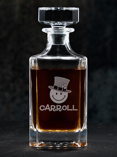Irish Smiley Clear Whiskey Decanter - Engraved