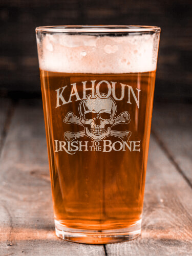 Irish to the Bone Clear Pint Glass - Engraved (single)