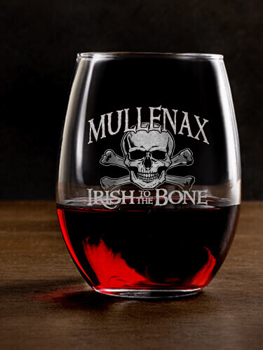 Irish to the Bone Clear Stemless Wine Glass - Engraved (single)
