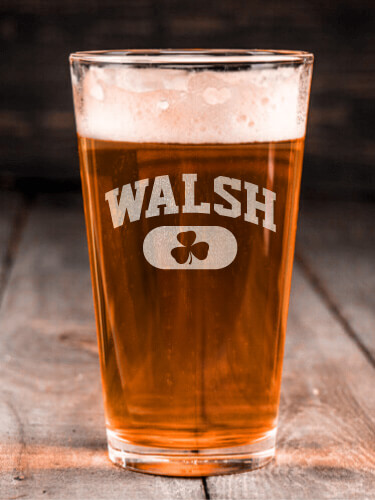 Irish Varsity Clear Pint Glass - Engraved (single)